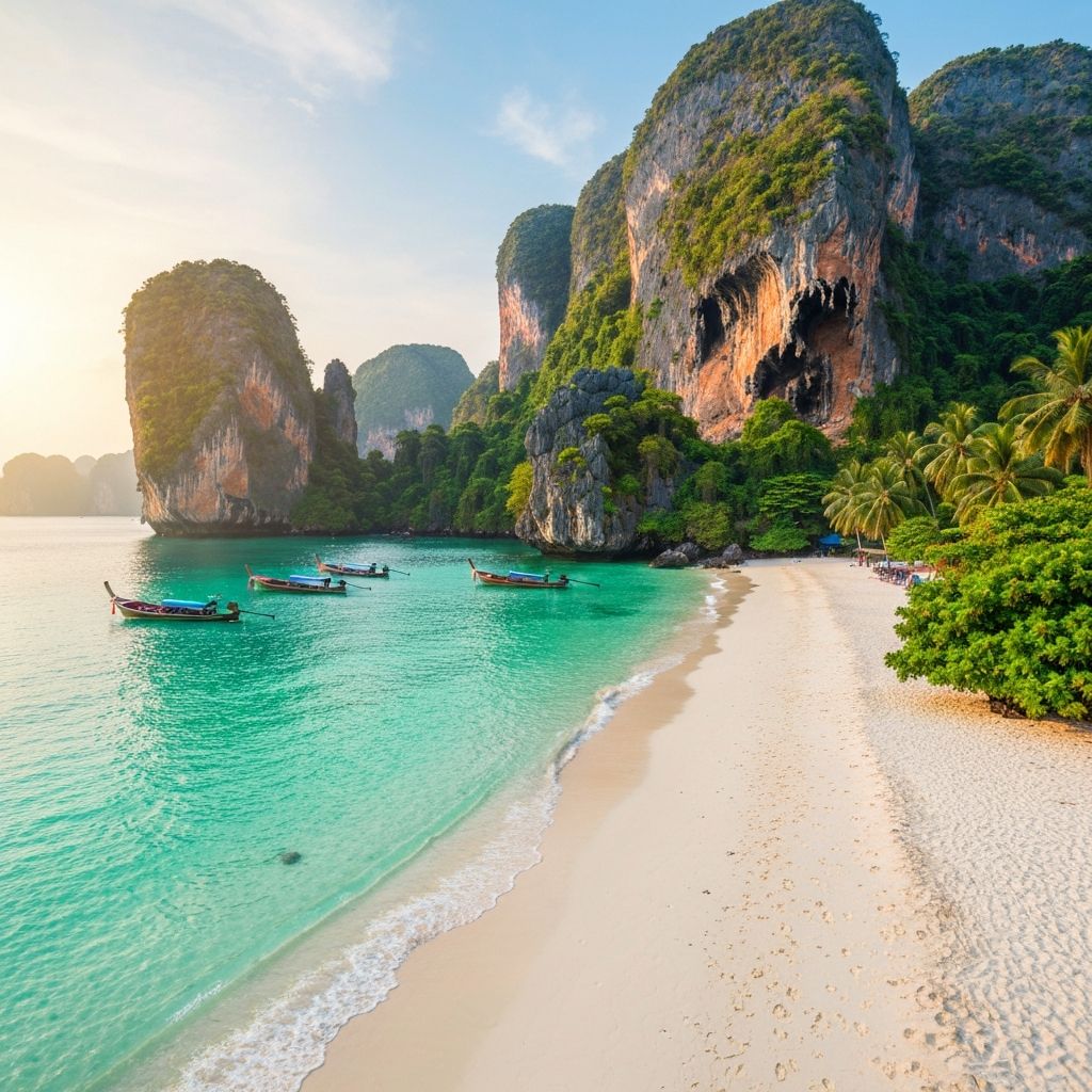 Thailand tropical paradise with limestone cliffs and turquoise waters
